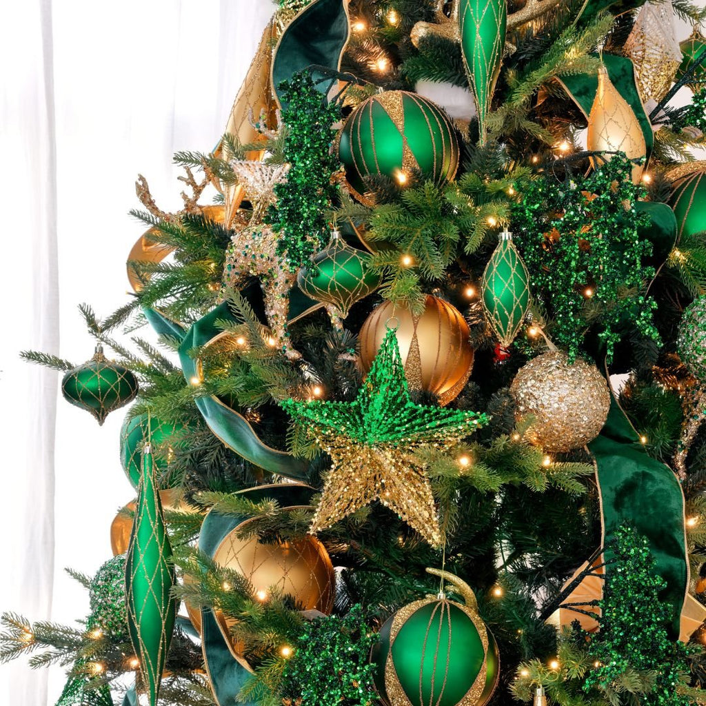 5" Matte Green Shuttle Ornament with Gold Glitter