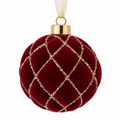 Burgundy Flocked Glass Ornament 4"