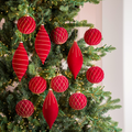 Burgundy Flocked Shatterproof 12-Piece Ornament Set