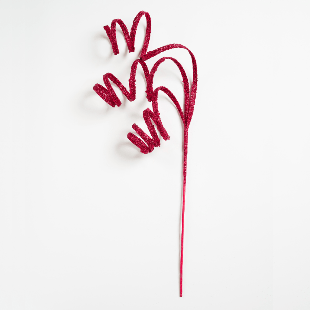 Burgundy Twirl Ribbon Festive Pick, Set of 6