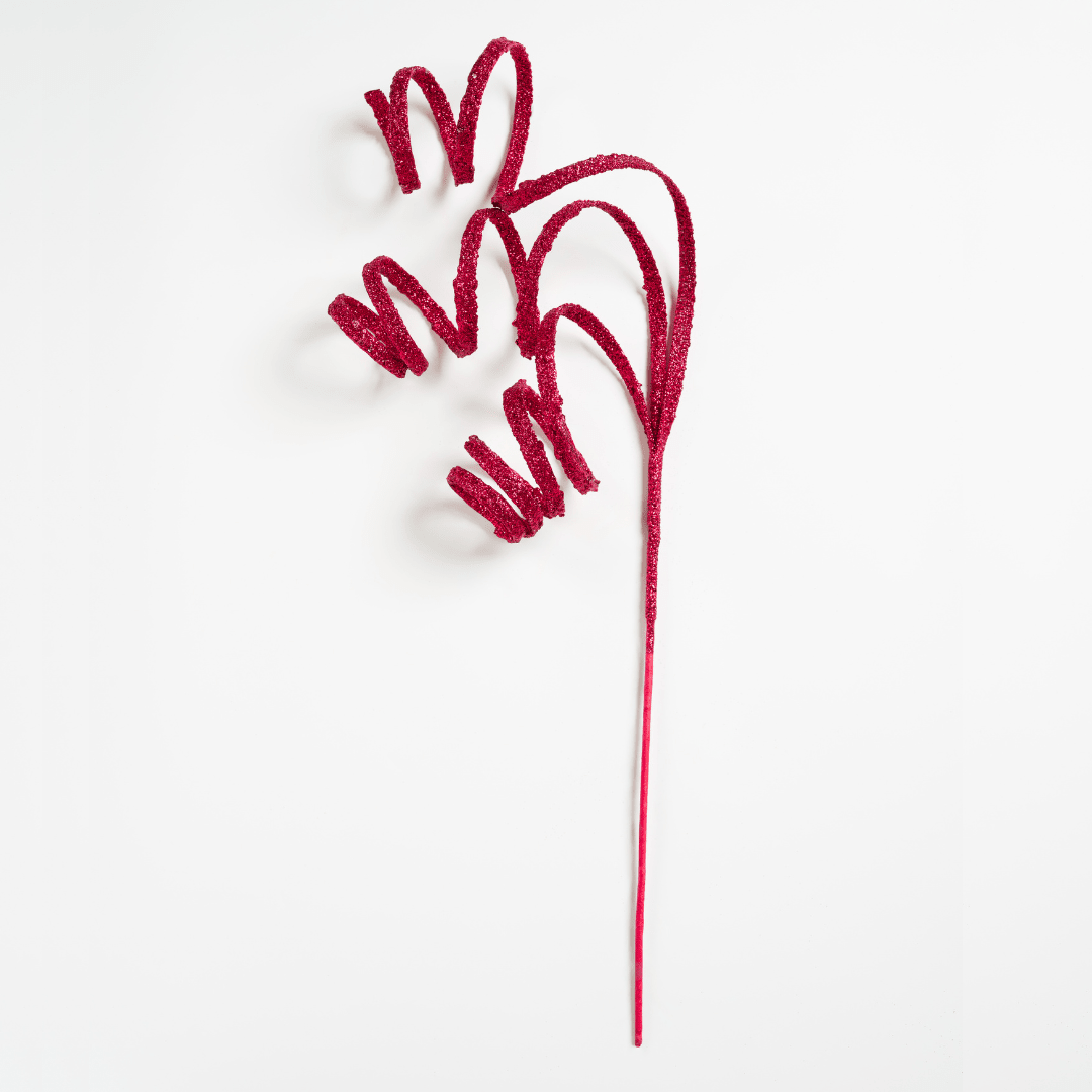Burgundy Twirl Ribbon Festive Pick, Set of 6