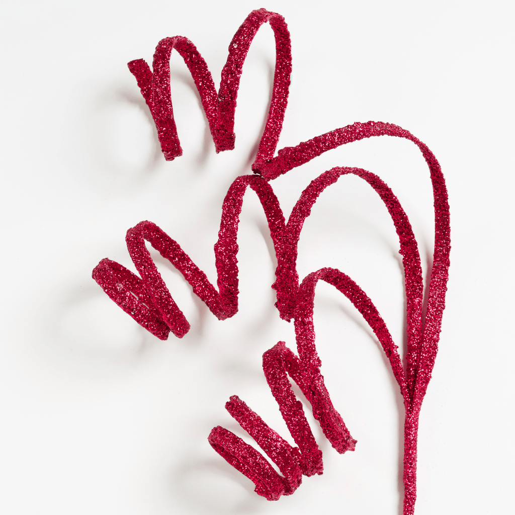 Burgundy Twirl Ribbon Festive Pick, Set of 6