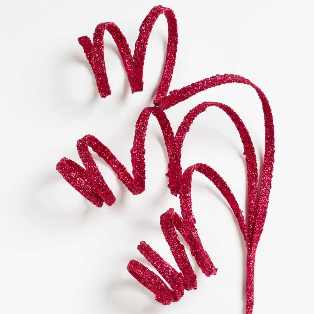 Burgundy Twirl Ribbon Festive Pick, Set of 6