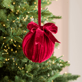 Burgundy Velvet Ornament with Bow 4"