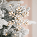 Champagne & Pearl Metal Snowflake Ornament 6.5"
