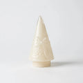 Cream LED Glass Cone Tree with Bow Design