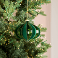 Dark Green Onion Glass Ornament with a Twist