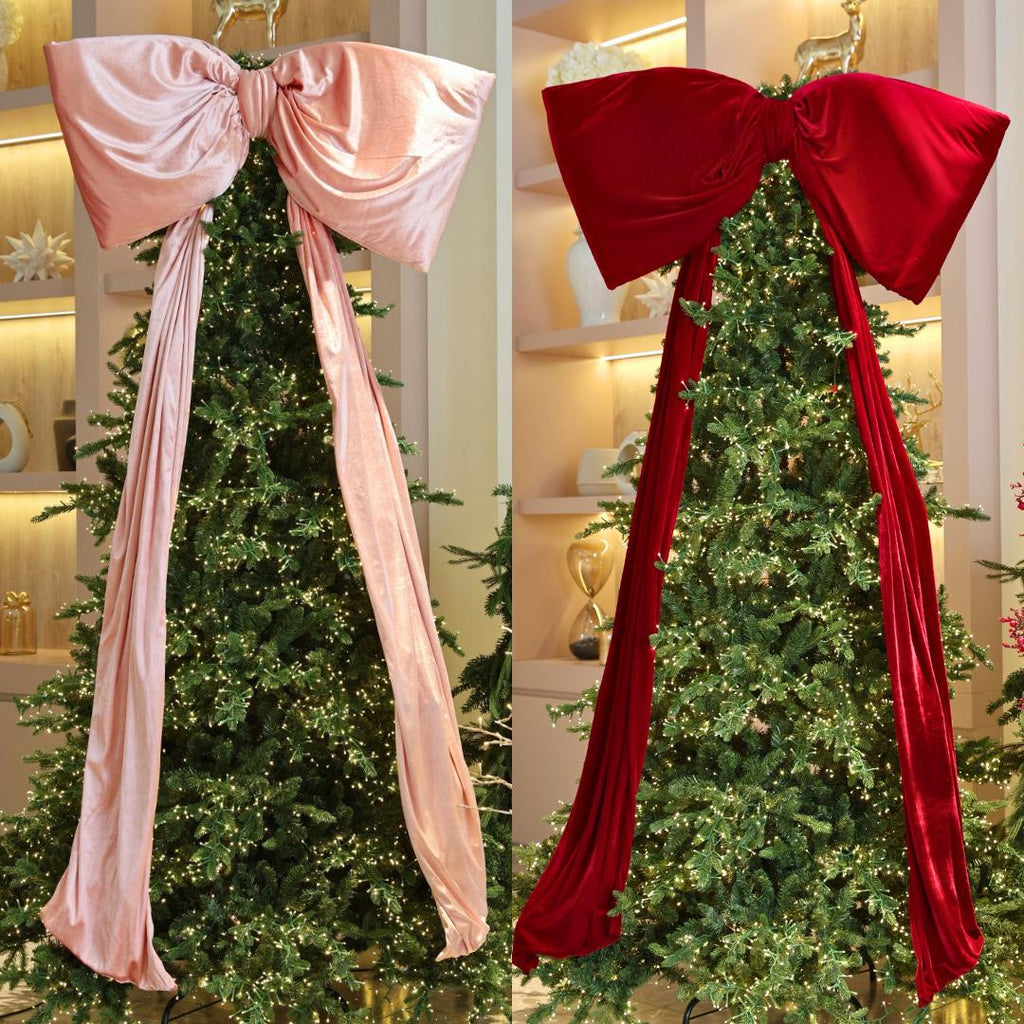 Red Single Loop Oversized Bow Topper with Elongated Tails