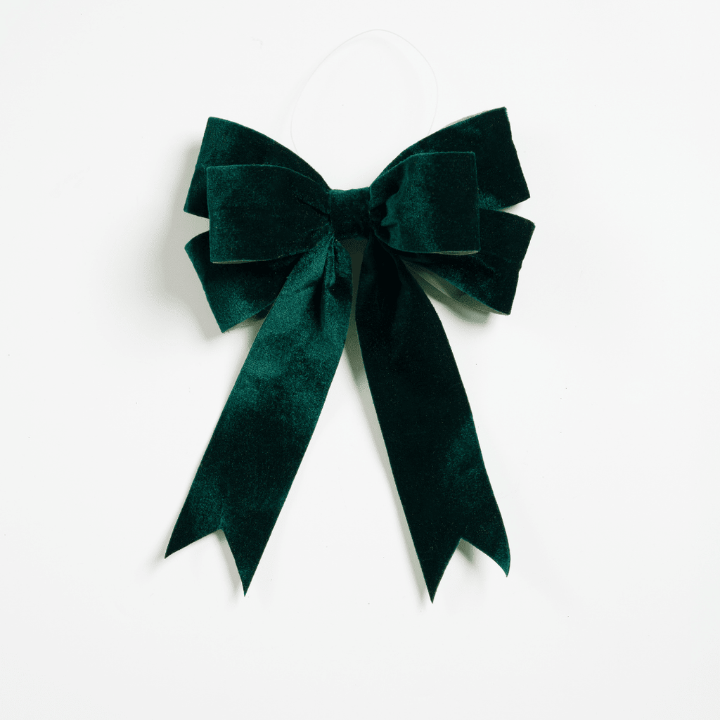 Emerald Clip-On Bow Ornament, Set of 6