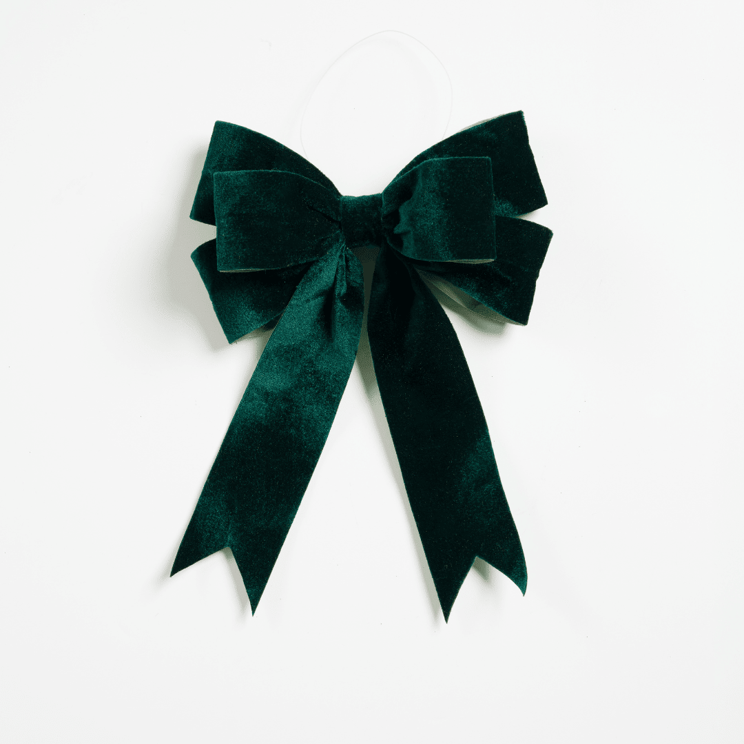 Emerald Clip-On Bow Ornament, Set of 6