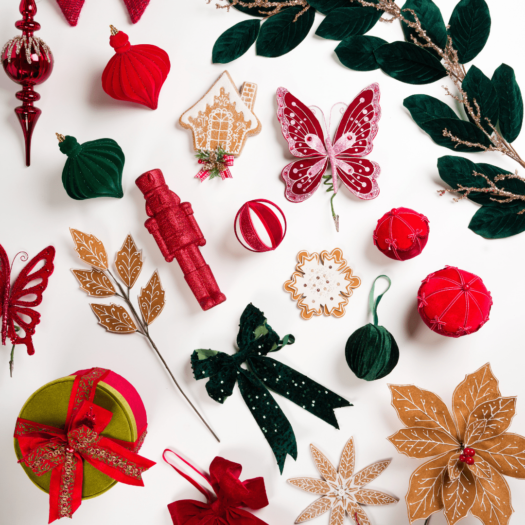 Natural Felt Poinsettia Pick with Red Berries