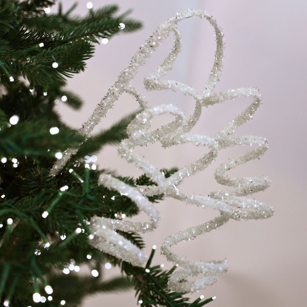 Festive White Glitter Twirl Pick, Set of 6