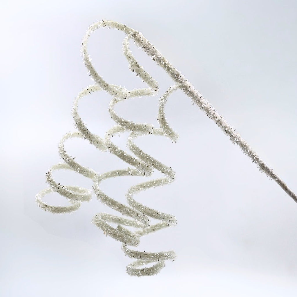 Festive White Glitter Twirl Pick, Set of 6