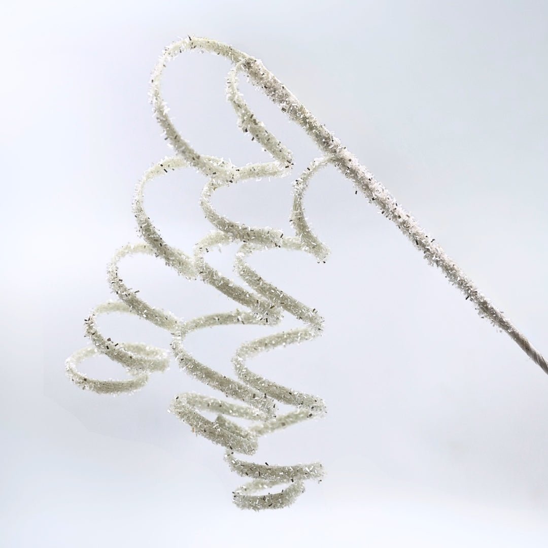 Festive White Glitter Twirl Pick