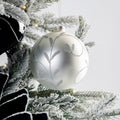 Frosted Glass Ornament with Silver Leaf Motif