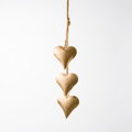 Gold Metal Heart Bell Ornament, Set of 6