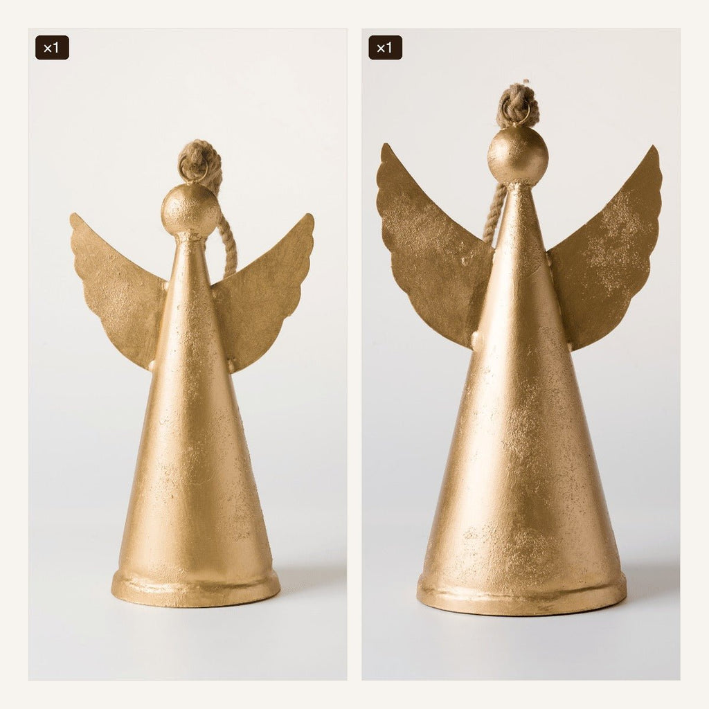 Gold & Natural Metal Angel Bell Set