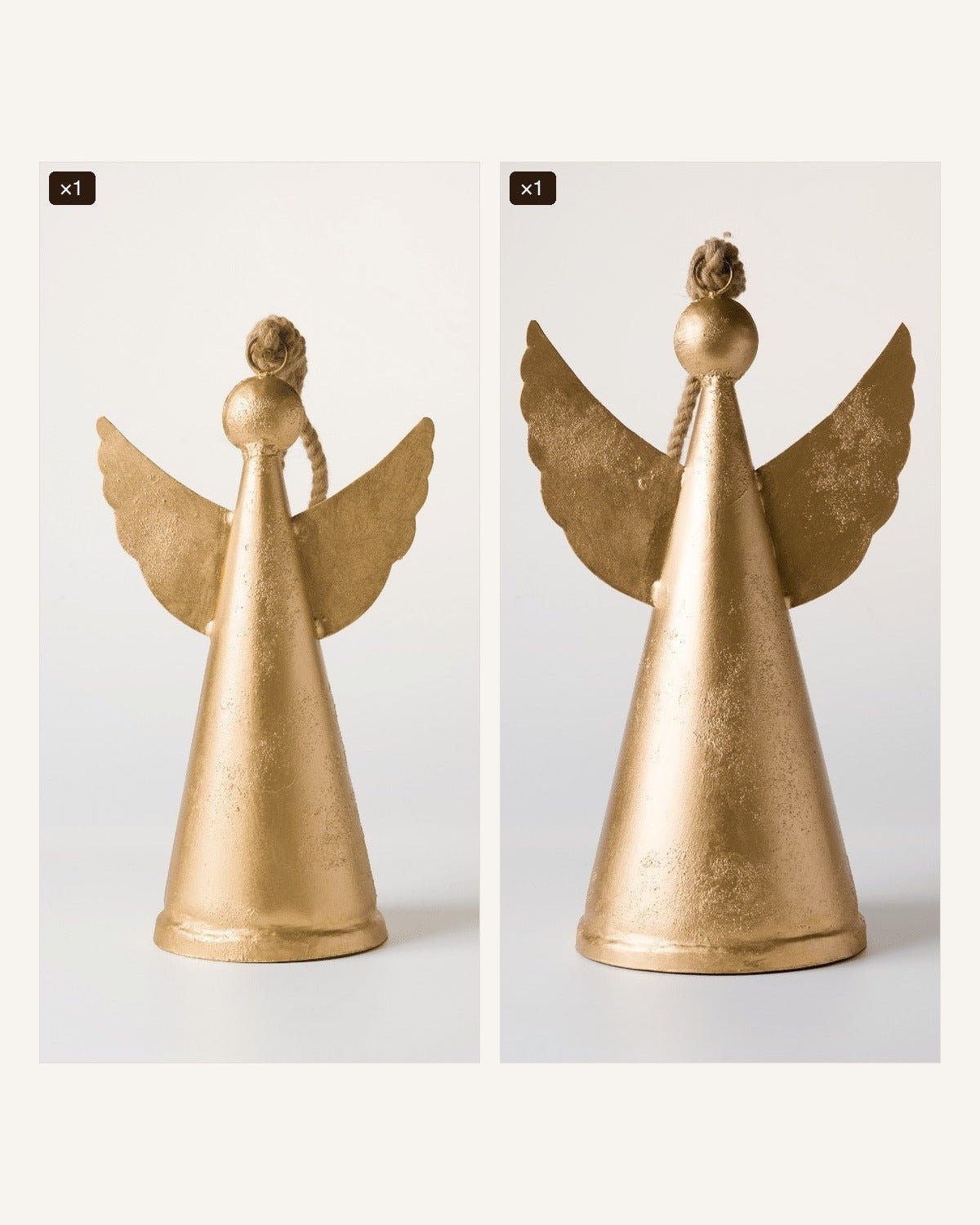 Gold & Natural Metal Angel Bell Set