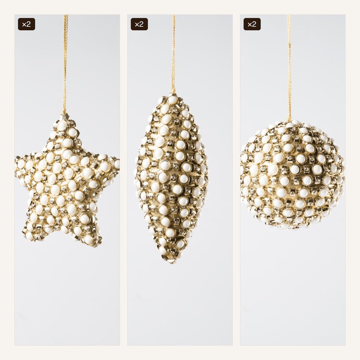 Gold Pearl Lace Ornament Set