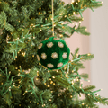 Green Sunflower Rhinestone Velvet Ornament 4"