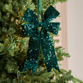 Green Velvet Sequin Ribbon Bow