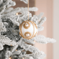 Ivory Jewel Eye Velvet 4" Ball Ornament