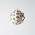Ivory Snowflake Stud Velvet Ornament 5"