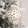 Ivory Sunflower Rhinestone Velvet 6" Ball Ornament