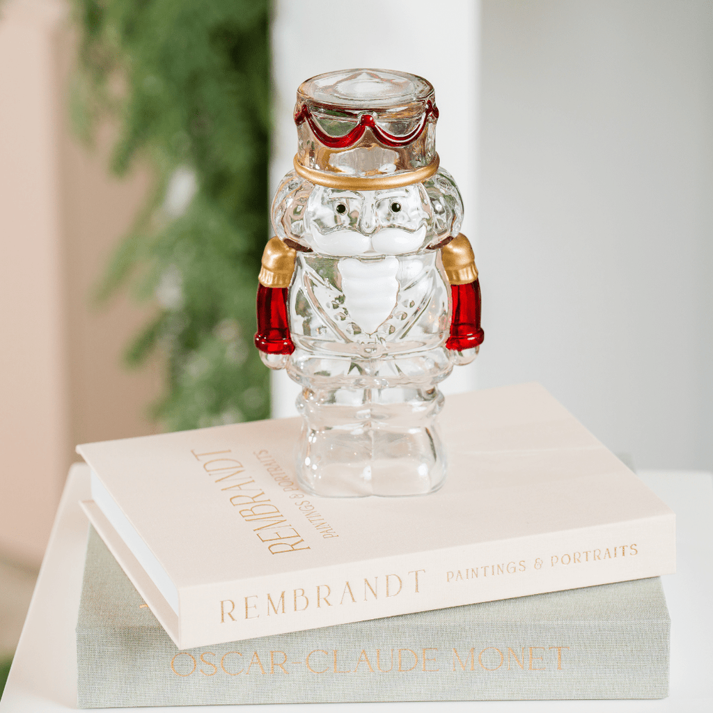 Large Red & Gold Clear Glass Nutcracker