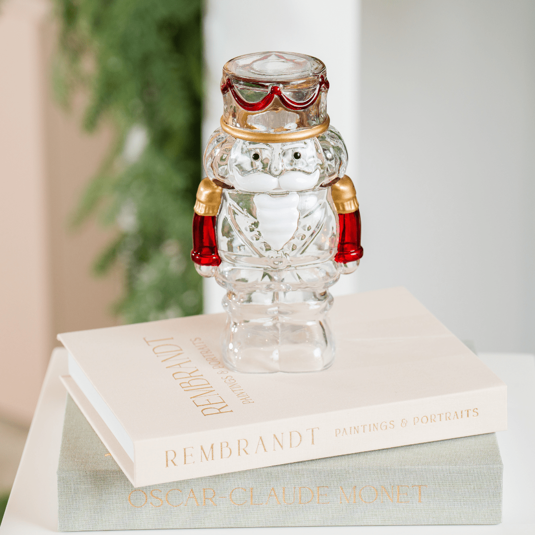 Large Red & Gold Clear Glass Nutcracker