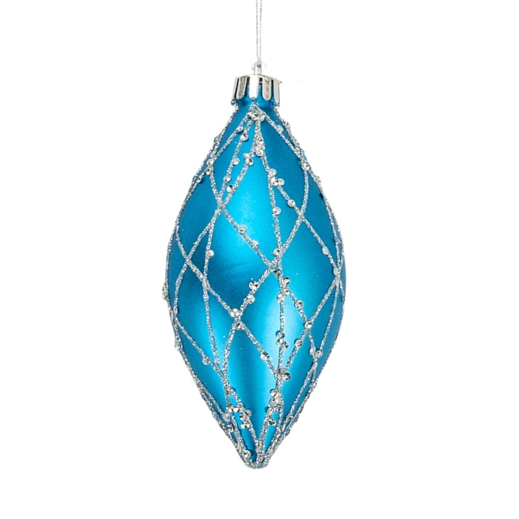 Matte Blue Shuttle Ornament with Silver Glitter