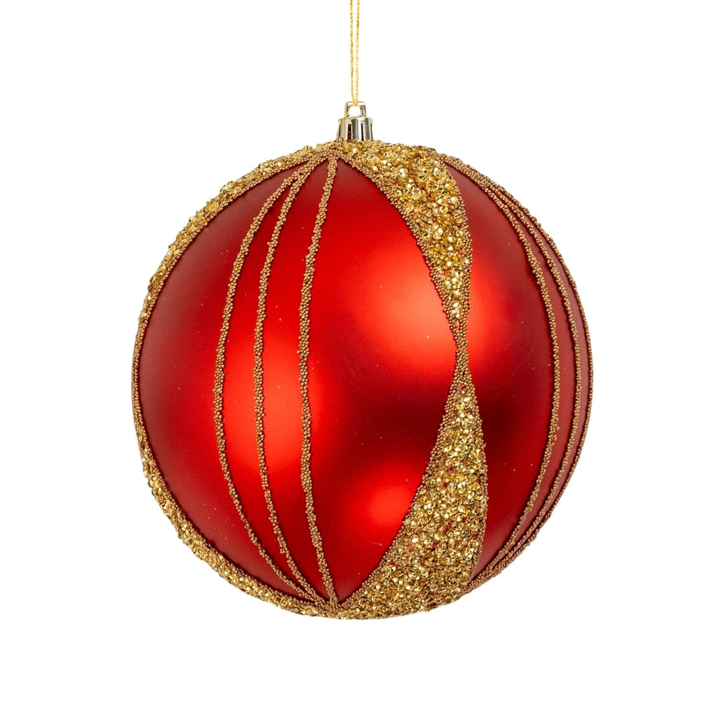 Matte Red & Gold 6" Ball Ornament