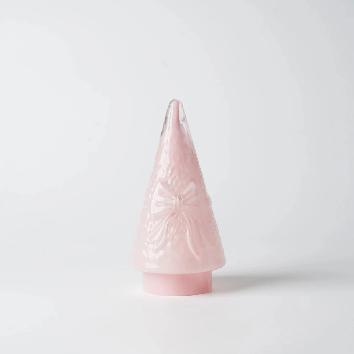 Pink LED Glass Cone Tree with Bow Design