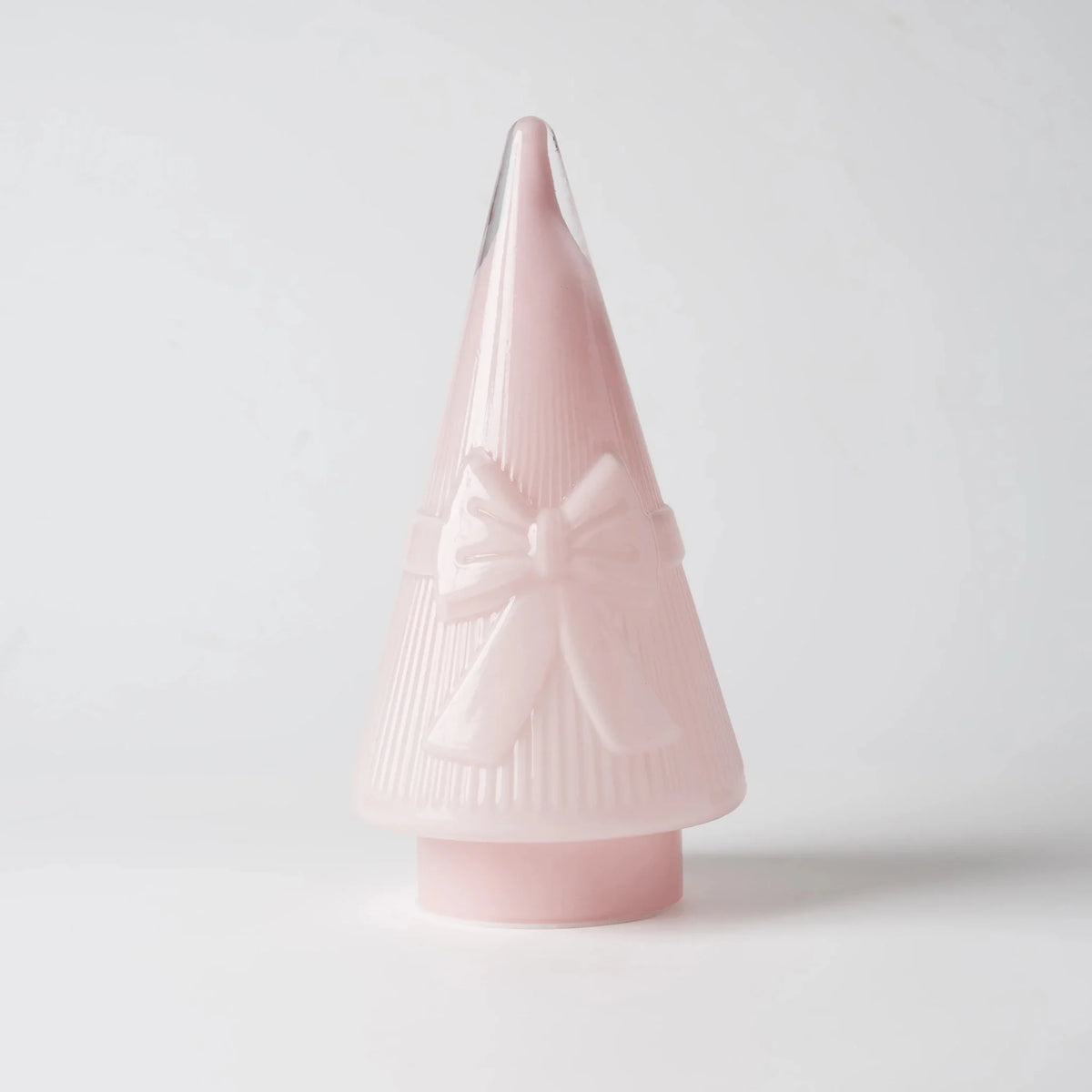Pink LED Glass Cone Tree with Bow Design