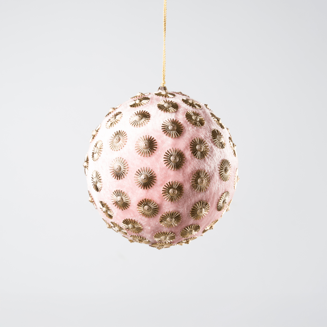 Pink Sunflower Stud Velvet Ornament 6"