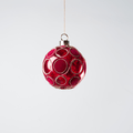 Red Glass Ball with Red Velvet Spheres 4", Set of 6
