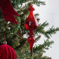 Red Glass Finial Hanging Ornament, Set of 6