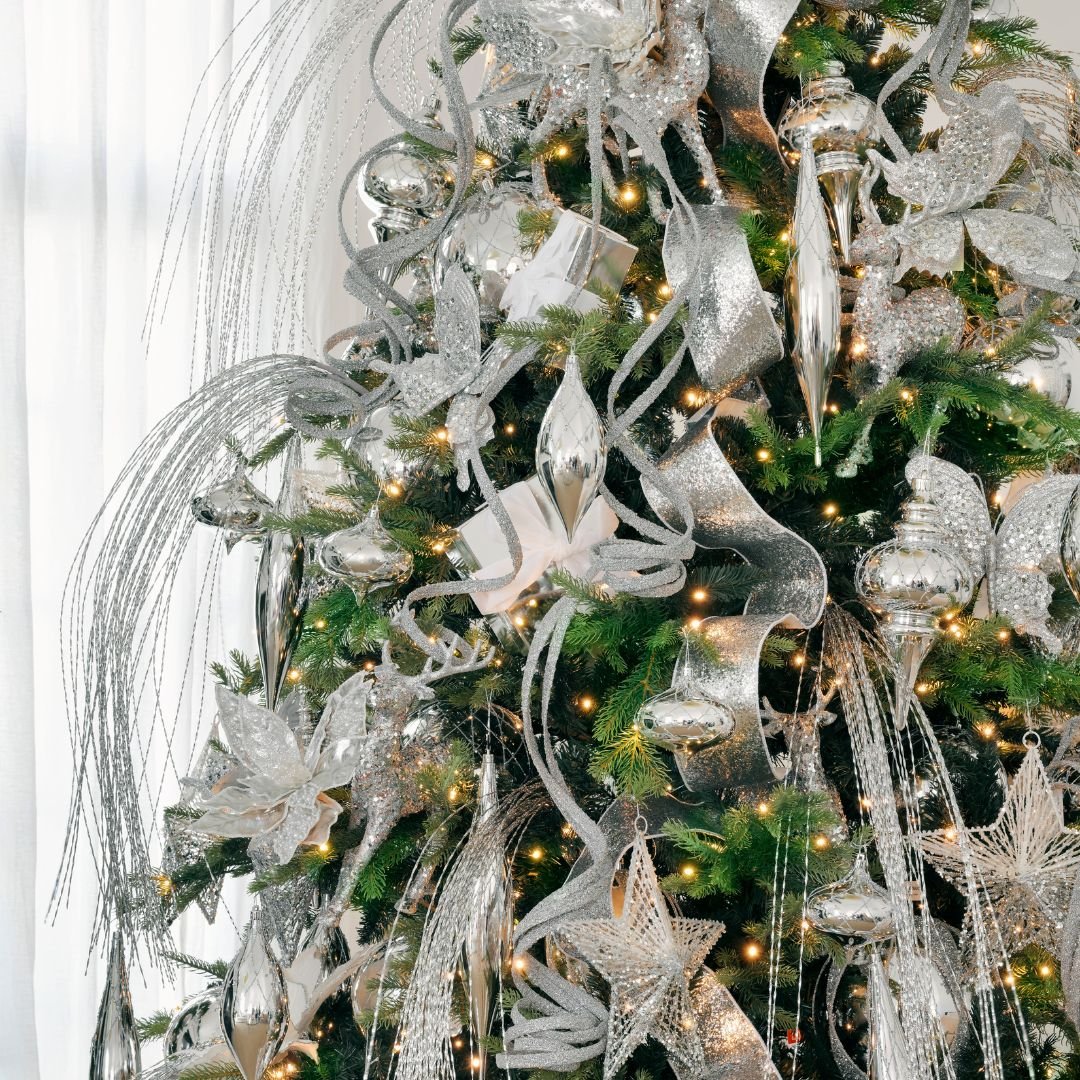 Shiny Silver 6" Textured Ball Ornament
