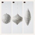 Silver Pearl Lace Ornament Set