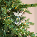 Solid Clear Glass Angel Wing Ornament